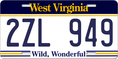 WV license plate 2ZL949