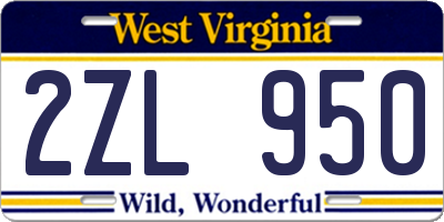 WV license plate 2ZL950