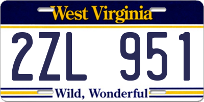 WV license plate 2ZL951