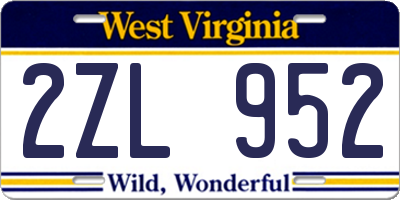 WV license plate 2ZL952