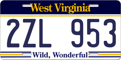 WV license plate 2ZL953