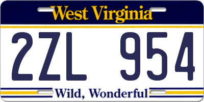 WV license plate 2ZL954