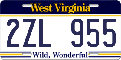 WV license plate 2ZL955
