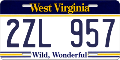 WV license plate 2ZL957