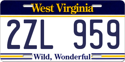 WV license plate 2ZL959