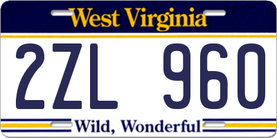 WV license plate 2ZL960