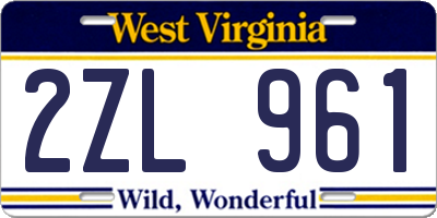 WV license plate 2ZL961