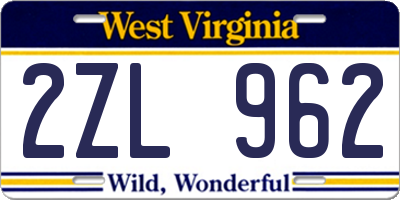 WV license plate 2ZL962