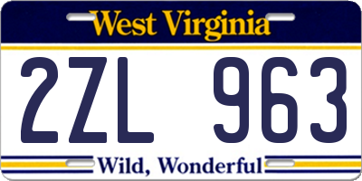WV license plate 2ZL963