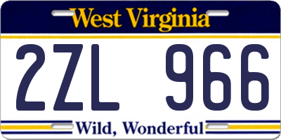 WV license plate 2ZL966