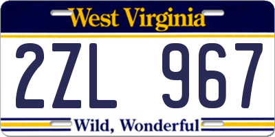 WV license plate 2ZL967