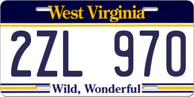 WV license plate 2ZL970