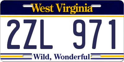 WV license plate 2ZL971