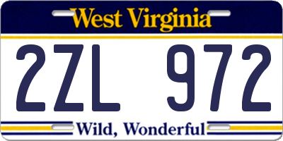WV license plate 2ZL972