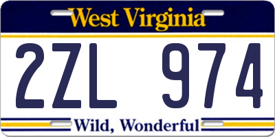 WV license plate 2ZL974
