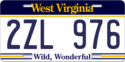 WV license plate 2ZL976