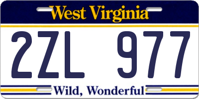 WV license plate 2ZL977