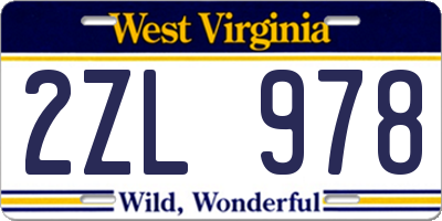 WV license plate 2ZL978
