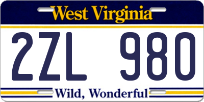 WV license plate 2ZL980