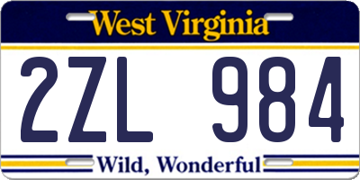 WV license plate 2ZL984