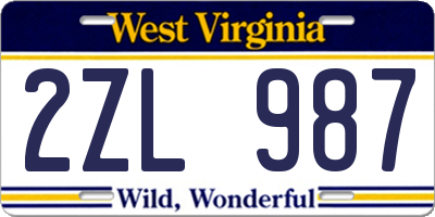 WV license plate 2ZL987