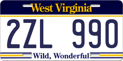 WV license plate 2ZL990