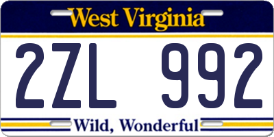 WV license plate 2ZL992