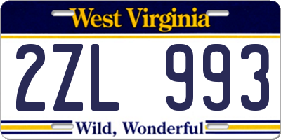 WV license plate 2ZL993