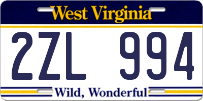 WV license plate 2ZL994