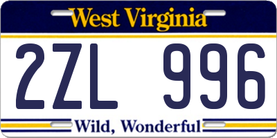 WV license plate 2ZL996