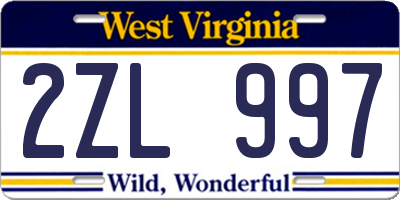 WV license plate 2ZL997