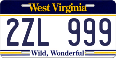 WV license plate 2ZL999