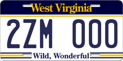 WV license plate 2ZM000