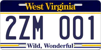 WV license plate 2ZM001