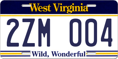 WV license plate 2ZM004
