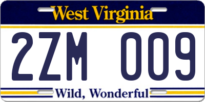 WV license plate 2ZM009