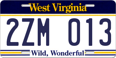 WV license plate 2ZM013