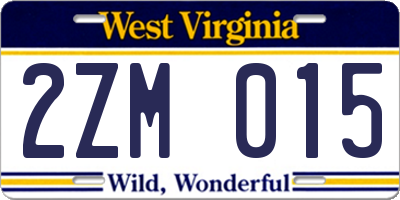WV license plate 2ZM015