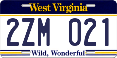 WV license plate 2ZM021