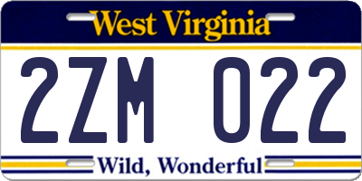 WV license plate 2ZM022