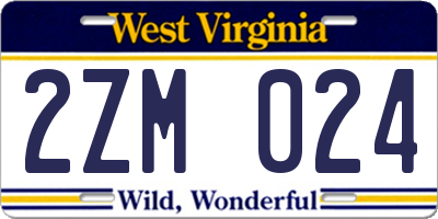 WV license plate 2ZM024