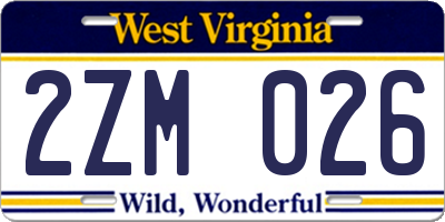 WV license plate 2ZM026