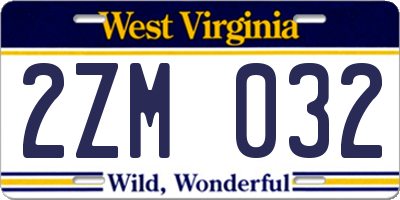 WV license plate 2ZM032