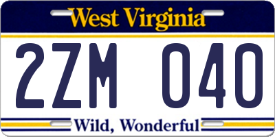WV license plate 2ZM040