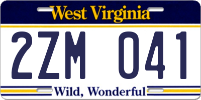 WV license plate 2ZM041