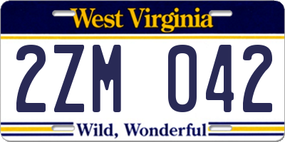 WV license plate 2ZM042