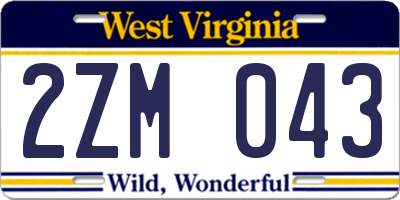 WV license plate 2ZM043