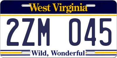 WV license plate 2ZM045