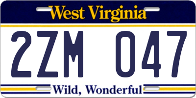 WV license plate 2ZM047
