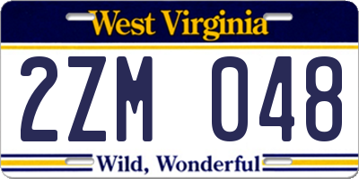 WV license plate 2ZM048